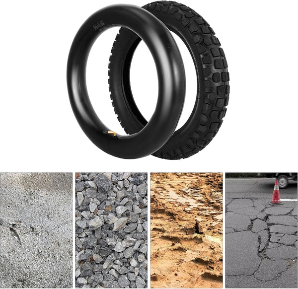 85/100-12 Tire and Tube, 3.50-12 Dirt Bike Tire Set w 45° Bent Vavle Stem for Ebike Pitbike Motorcycle Dirt Bike Motocross Trike Unicycle and Folding Bike Replace 85-305 Tire