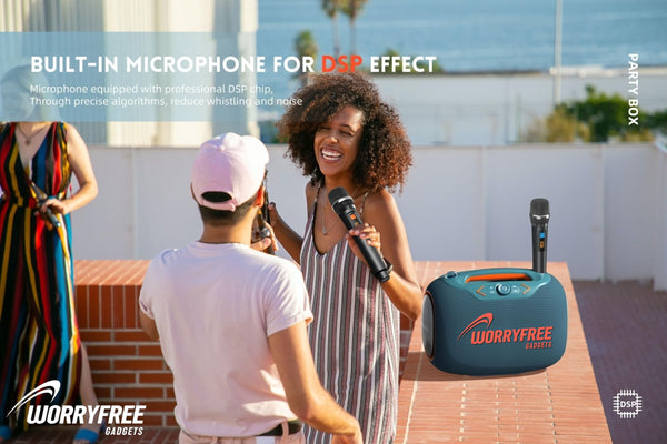 Portable Bluetooth Speaker with Dual Wireless Mics with Volume Control, 120W, Tripod Stand, 10+ Hours Playtime, Big Bass TWS/USB/TF Card/AUX IPX6 Waterproof Party Box (Gray)