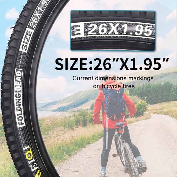 26 X 1.95 Inch Folding Bike Tires with 3mm Anti Puncture Proof Protection for Mountain Bicycles