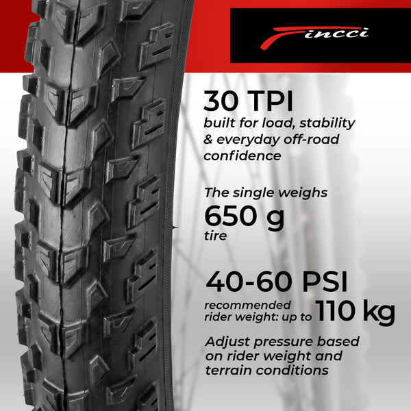 Fincci Durable 27.5 x 2.10 Mountain Bike Tires 54-584 - Kevlar Foldable 27.5 Bike Tire Oncamp for Cycle on MTB, Mud, Dirt, Offroad, XC Bicycle, E-Bikes - Lightweight Tyre 30 TPI