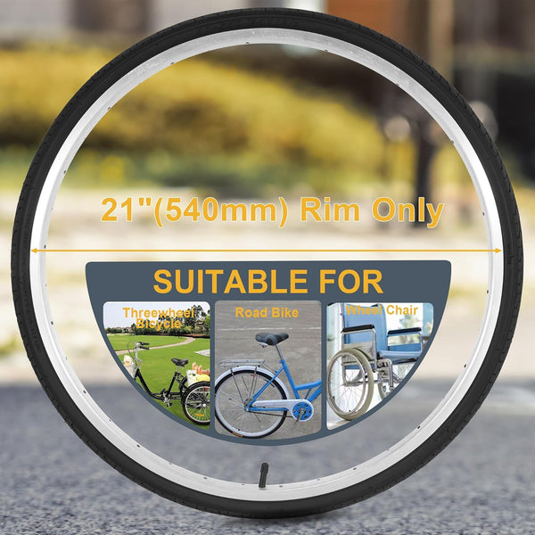 2Sets 24x1 3/8 Wheelchair Tires and Tubes, Fit 21" Rim Puncture Resistant Folding Street Bike Tire Sets 37-540 for Road Bike Street Bicycle E-Bike Directional Tread Low Resistance
