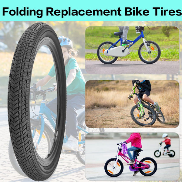 2 Pack 12 1/2 X 2 1/4(12.5x2.25) 14/16/20 x 2.125 Bike tire 12.5/14/16/20 Inch Bike tire Kids Folding Replacement Bicycle Tires Fits Most Kids Bikes and BMX Tires