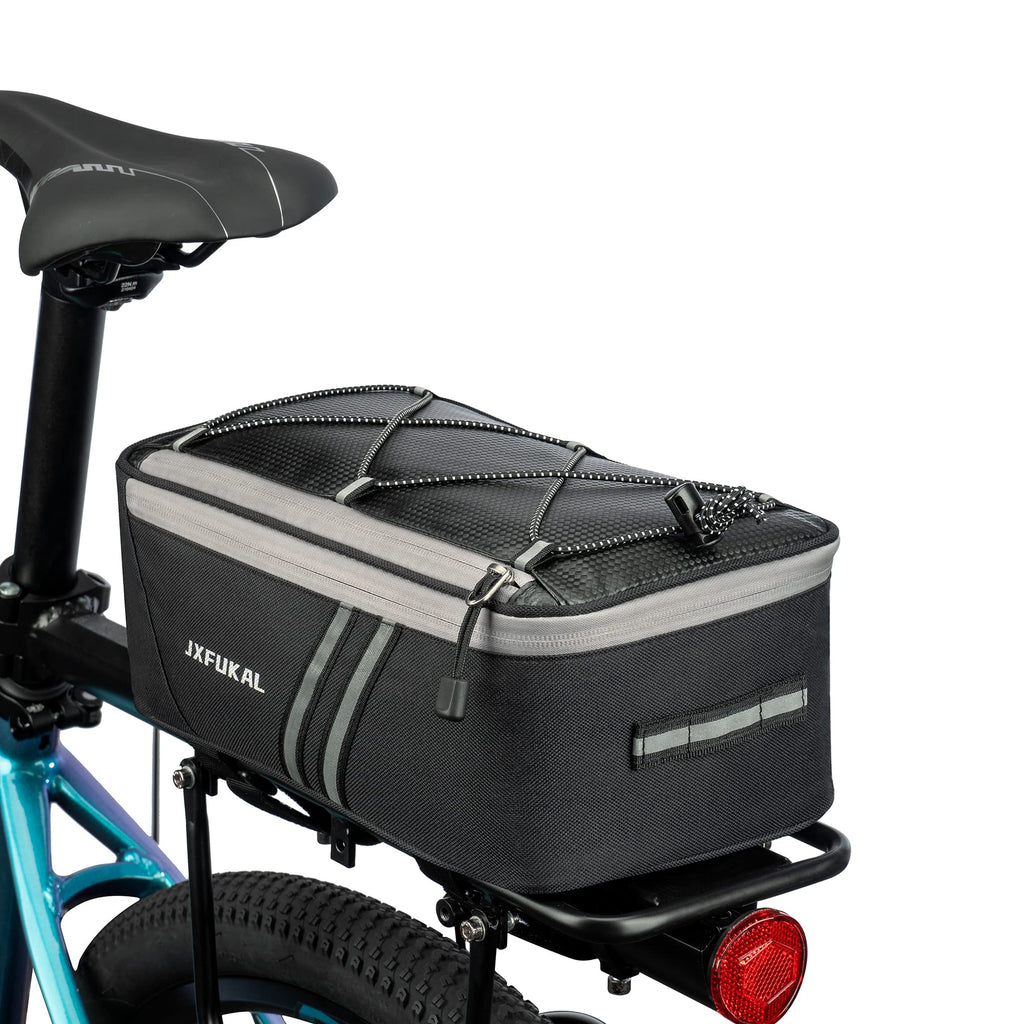 bag for eltric bike in the rain RAINSMORE Bags Bicycle Rear Rack 15L Waterproof Bike Ebike Trunk Pannier Saddle with Cover Bike Accessories Backpack Shoulder Bag for Commuter Travel Outdoor, Black : Sports & the panniers are padded with a support board inside to maintain the shape and avoid entering the spokes Waterproof Rear Bike Rack Bag