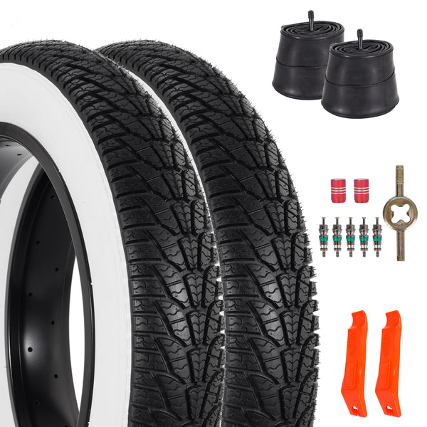 2-Pack 26x4.0 Fat Bike Tire, 26 Inch Mountain Bike Tires & Tubes Set, Folding Replacement Bicycle Tires with Tire Levers for Off-Road Bike and Ebike