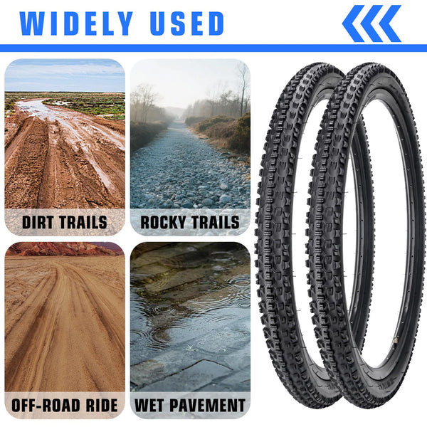 2 Pack 26 x 2.10/27.5 x 2.10 Bike Tires with 2 Inner Tubes and 2 Tire Levers Folding Bike Tires Fit for 26/27.5 X 1.95/2.10/2.125 Mountain Bike Beach Cruiser Bike City Urban Bicycles Bikes
