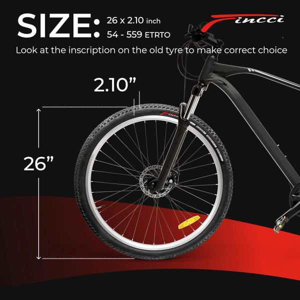 Fincci Foldable 26x2.10 Mountain Bike Tires - 26 Inch Bike Tires with 1mm Nylon Puncture Proof - Black Kevlar 26 Bike Tyre 60 TPI with Cross Country Profile for MTB, XC, Folding, Hybrid Bicycles