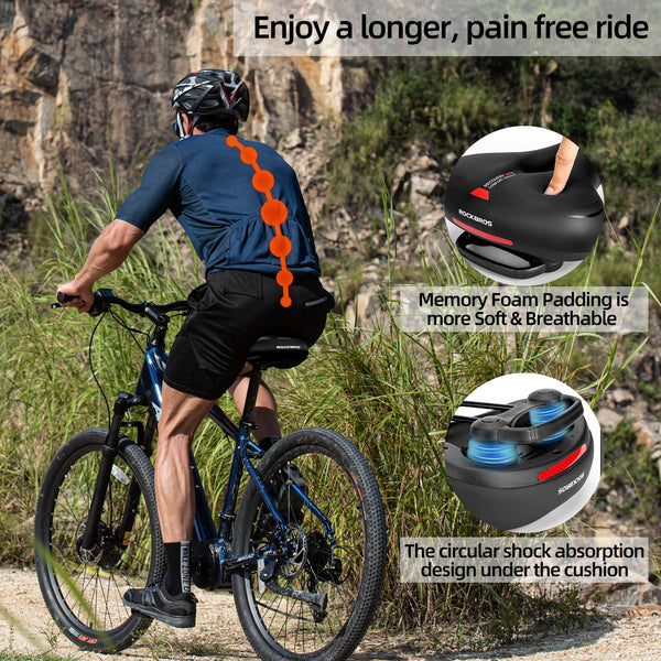 ROCKBROS Wide Bike Seat with Dual Shocks - TRIPPER ELECTRIC BIKES