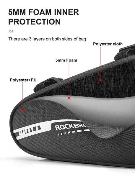 ROCKBROS Bike Bag Bicycle Frame Bag Bike Triangle Storage Bag Bike Accessories Pouch Cycling Pack for MTB Road Bicycle Accessories