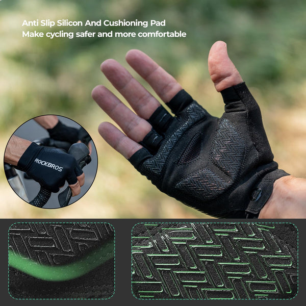 ROCKBROS Cycling Gloves for Men Women, Bike Gloves Half Finger with Shock-Absorbing Pad Breathable Mountain Road Biking Motorcycle Gym Gloves