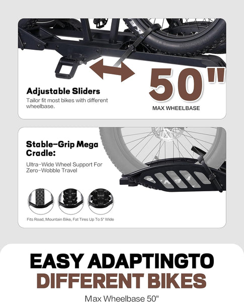 Bundle: Young Electric 200lbs 2 E-Bike Rack with Ramp，Bike Rack Brake Light & Plate Kit