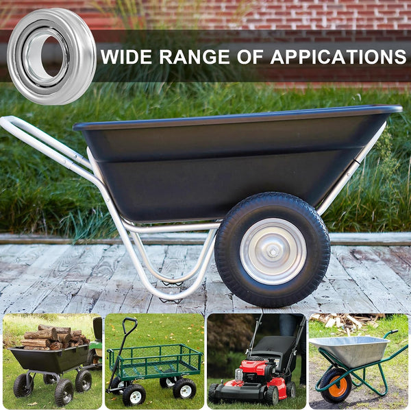 5/8" Axle Bores for 16" Flat Free Wheelbarrow Tires 4.80/4.00-8" Flat-Free Solid Tire Fit Wheelbarrow Lawn Mover Trolley Dolly Go Kart Replacement (4 Pieces)