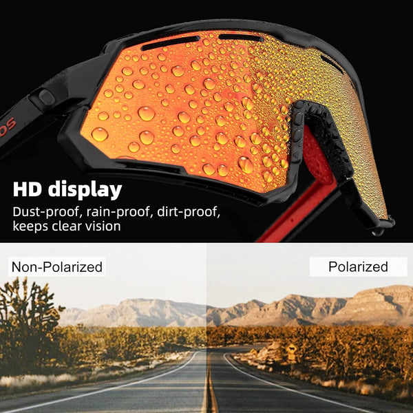 ROCKBROS Mountain Bike Glasses for Men Cycling Glasses with Interchangeable Polarized + Photochromic Lenses Sport Sunglasses