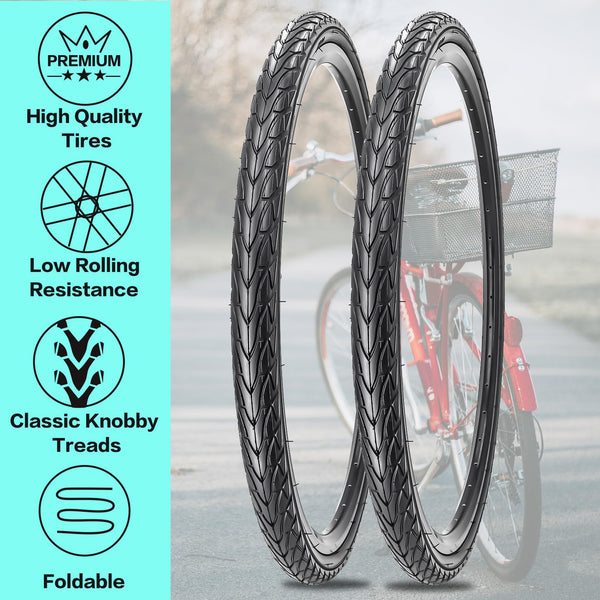 26x1.5 Bike Tires (40-559) 26 Inch Bike Tires or with 26" Bike Tubes 32mm Schrader Valve Suitable for 26 x 1.5 26 x 1.75 Bicycle Tires and Tubes for City Road Bicycles