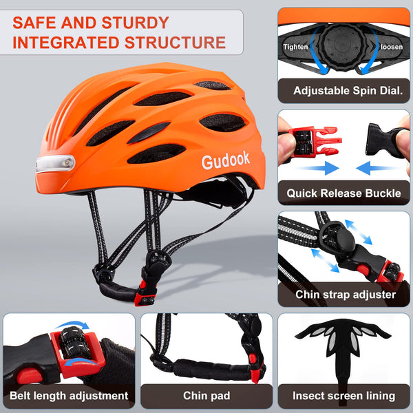 Gudook Bike Helmet with LED Light - TRIPPER ELECTRIC BIKES