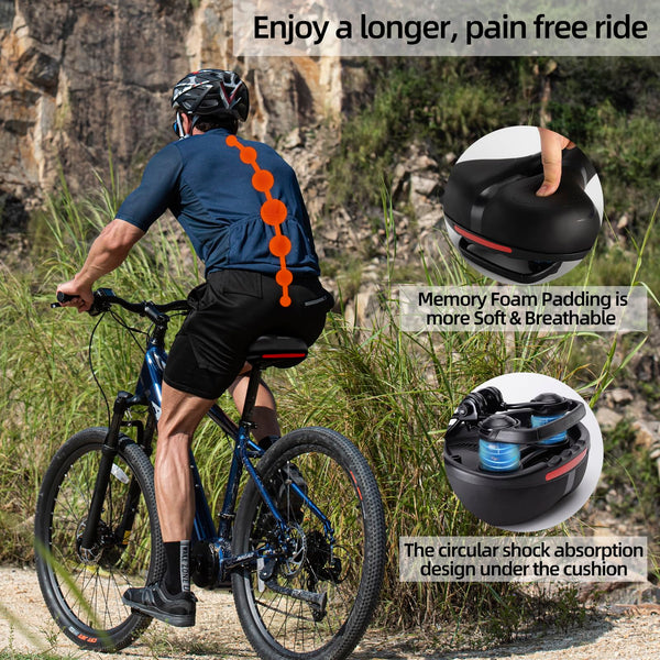 ROCKBROS Wide Bike Seat with Dual Shocks - TRIPPER ELECTRIC BIKES