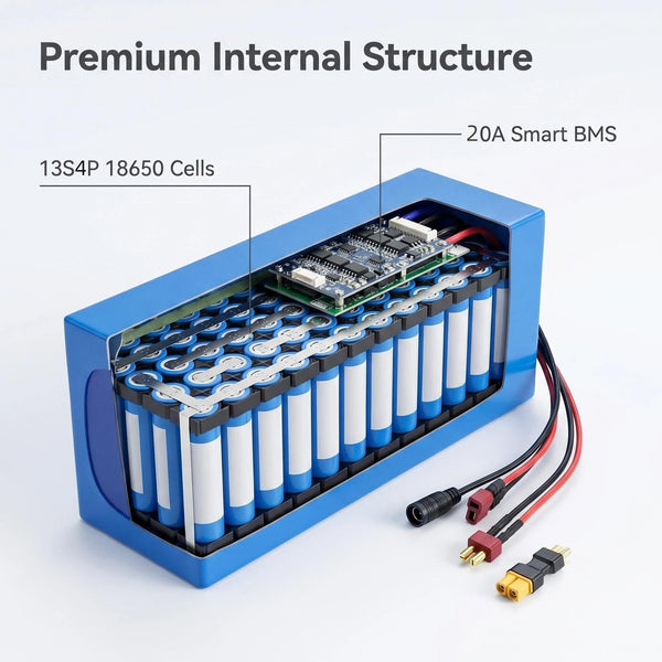 Ebike Battery 48V10Ah Lithium Battery Pack with 20A BMS, XT60 Connector for 200W-1500W Electric Bikes Scooters, ATVs, Electric Dirt Bikes(UL Certificated)
