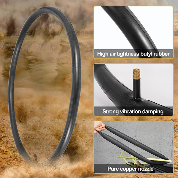 2Sets 24x1 3/8 Wheelchair Tires and Tubes, Fit 21" Rim Puncture Resistant Folding Street Bike Tire Sets 37-540 for Road Bike Street Bicycle E-Bike Directional Tread Low Resistance