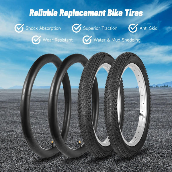 yeesport 16 Inch Bike Tire, 2 Pack 16x2.125 Bike Tires and 16 Inch Bike Tubes, 16 in Bike Tire Kids Bike Tires MTB Tires, Shock Absorption MTB Bicycle Tires