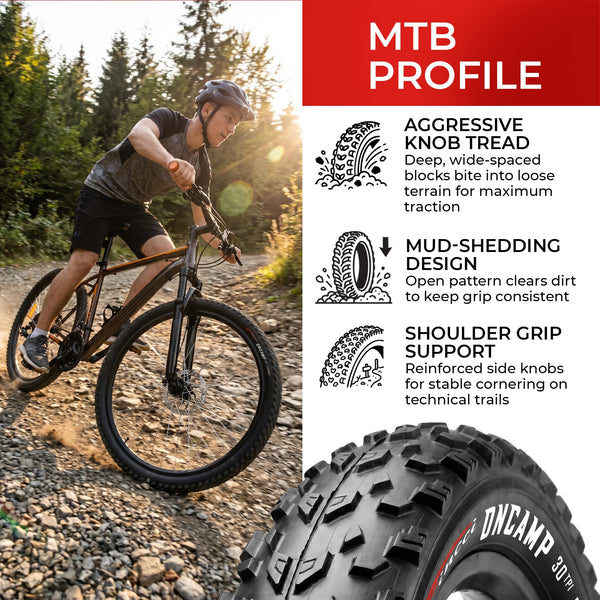 Fincci Durable 27.5 x 2.10 Mountain Bike Tires 54-584 - Kevlar Foldable 27.5 Bike Tire Oncamp for Cycle on MTB, Mud, Dirt, Offroad, XC Bicycle, E-Bikes - Lightweight Tyre 30 TPI