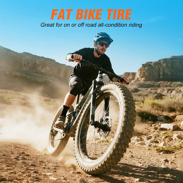 Fat Tire Electric Bike Tires 20/26x4.0 1/2-Pack All Terrain Puncture Proof Ebike Tires with Deep Tread, Wear-Resistant for Snow/Sand/Beach/Off-Road