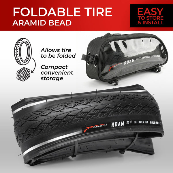 Fincci Pair 700x35c Tire Foldable 37-622 with 1mm Antipuncture Protection for Cycle Road Mountain MTB Hybrid Touring Electric Bike Bicycle with 700 x 35c Tires - Pack of 2