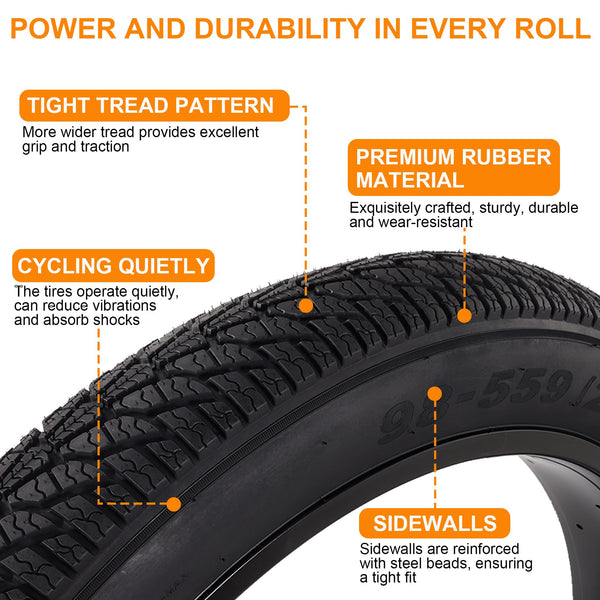 2-Pack 26x4.0 Fat Bike Tire, 26 Inch Mountain Bike Tires & Tubes Set, Folding Replacement Bicycle Tires with Tire Levers for Off-Road Bike and Ebike