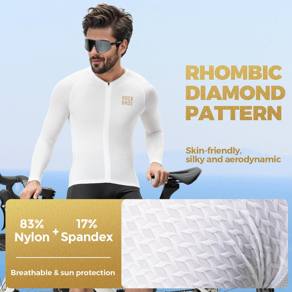 ROCKBROS Men's Cycling Jersey Long Sleeve Shirt Bike Jersey Men with Full Zipper Pocket Quick Dry