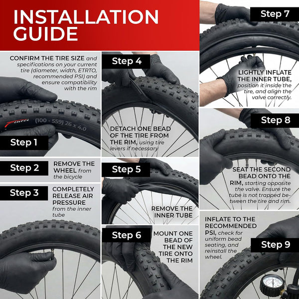 Fincci Pair 26x4.0 Fat Bike Tires - Foldable 26 inch Bike Tires with Nylon Antipuncture 3 mm 100-559, Fat Tire with Durable Tread Design for Mountain, Hybrid, Dirt, Street Tires for Ebike, 30 TPI