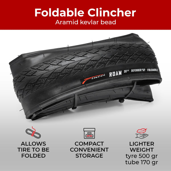 Fincci City 700x35c Bike Tire with 700c Bike Tube Schrader/Presta - 2er Foldable 700c Tires, 37-622 with 1 mm Puncture Resistant - Kevlar Road Bike Tires 28 inch for Touring, Hybrid, Electric Bicycles