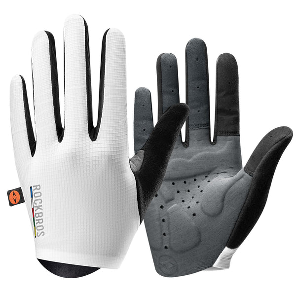 ROCKBROS Road to Sky Cycling Gloves – Italian Elastic Interface Double-Arrow Palm Pad, Shock-Absorbing Lightweight Breathable Touchscreen Bike Gloves for Road & Mountain Biking