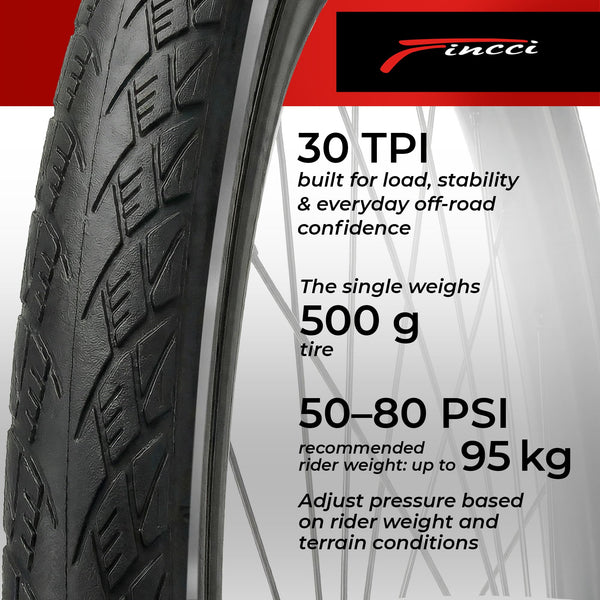 Fincci Pair 700x35c Tire Foldable 37-622 with 1mm Antipuncture Protection for Cycle Road Mountain MTB Hybrid Touring Electric Bike Bicycle with 700 x 35c Tires - Pack of 2