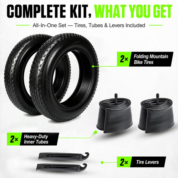 Fat Tire Electric Bike Tires 20/26x4.0 1/2-Pack All Terrain Puncture Proof Ebike Tires with Deep Tread, Wear-Resistant for Snow/Sand/Beach/Off-Road