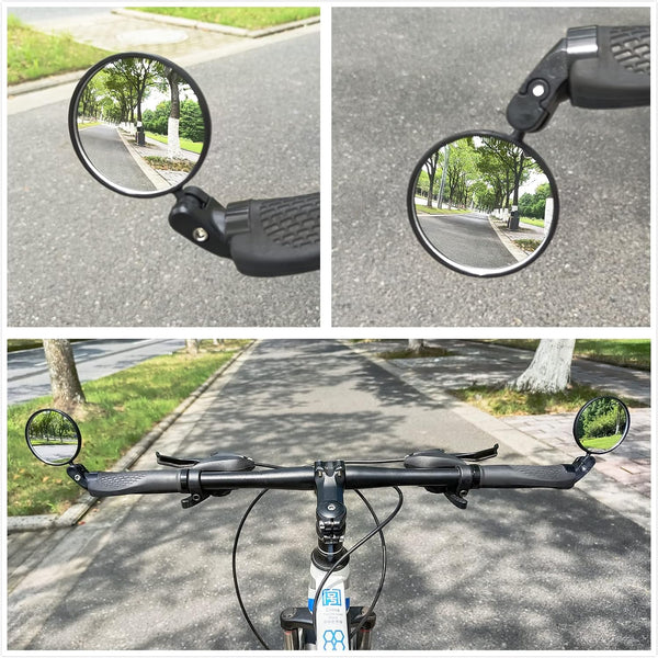 Bike Mirror, Bar End Bicycle Mirror 2 Pack, Adjustable Bike Rear View Mirrors for Handlebar End, Acrylic Convex Round HD Bicycle Rearview Mirrors for Road Bike Mountain Bike