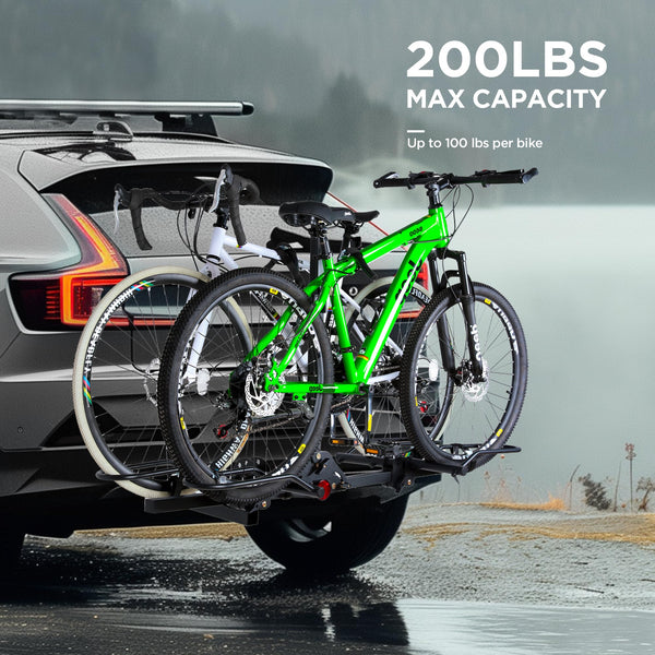YOUNG ELECTRIC 200LBS EZ-FOLD Aluminum 2-Ebike Carrier with Ramp for Bikes and Electric Bike, Car SUV Truck Van RV and Trailer
