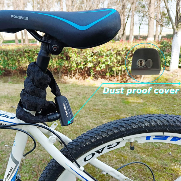 Heavy Duty Anti Theft Bike Chain Lock, 2 Keys - Bicycle, Motorcycle, E-Bike, Scooter, Gate, Door, Fence