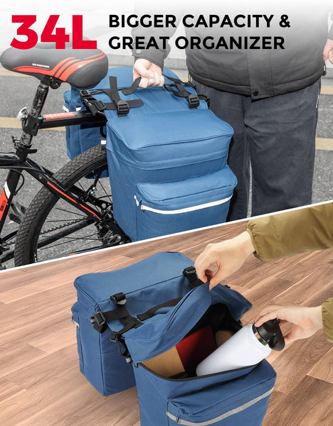 Kemimoto Bike Bag Bicycle Panniers Rear Rack Bag.