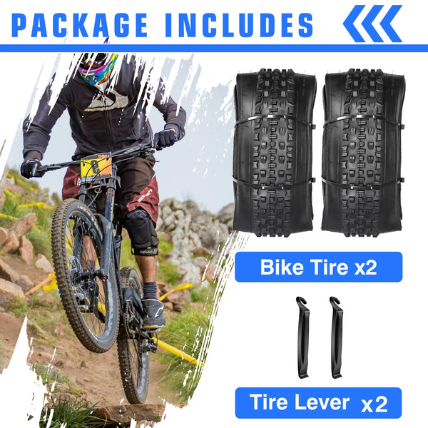 2 Pack 26 x 2.10/27.5 x 2.10 Bike Tires 26/27.5 inch Folding Bike Tires Fit for 26/27.5 X 1.95 26 X 2.10 26 X 2.125 Mountain Bike Beach Cruiser Bike City Urban Bicycles Bikes