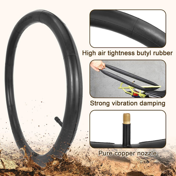 2Sets 18x1.95 Bike Tires and Tubes, Puncture Resistant Off-Road Folding Bicycle Tire Sets 50-355 Compatible with E-Bike Mountain Bike MTB Bicycle All-Terrain Directional Tread, White Color