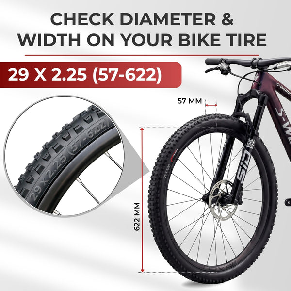 Fincci Set Foldable Kevlar 29x2.25 Mountain Bike Tire with Inner Tubes Schrader-Presta - 29 inch Bike Tire Maori 60 TPI with 1 mm Nylon Puncture Resistant for Electric, Enduro, MTB, XC Bicycle