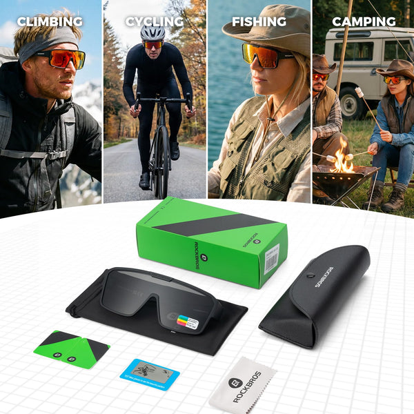 ROCKBROS Sunglasses Over Glasses for Men Women Polarized Fit Over Glasses Sunglasses for Fishing Cycling Driving