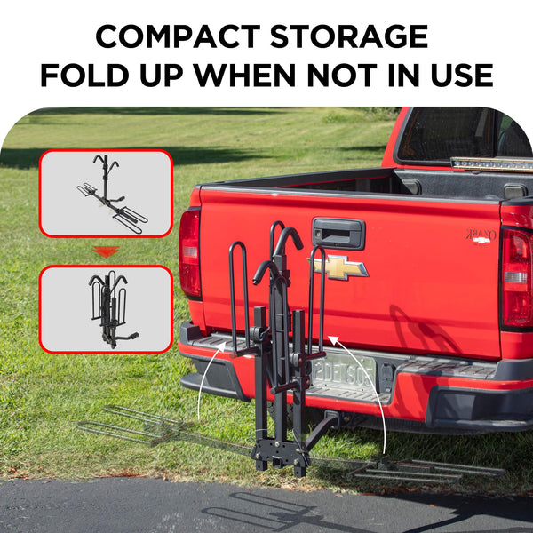 Young Bike Rack Hitch for Car - 200LB 2-Bike Rack Hitch Mount Platform Style Hitch Bike Rack，Smart Tilting & Easy Fold for Car SUV with 2 Inch Receiver，Bike Carrier Fits Up to 5-inch Fat Tire - TRIPPER ELECTRIC BIKES