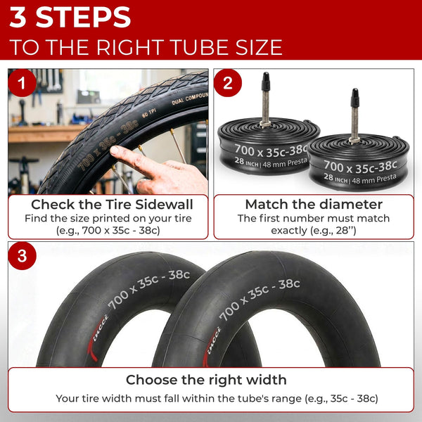Fincci Pack Inner Tubes 700c x 35c x 38c with 48mm Schrader-Presta Valve - 700c Bike Tube for Gravel, Urban, Road,Touring, Hybrid, Bicycles, E Bikes - 28 inch Bike Tubes Butyl Rubber for Wheels 622