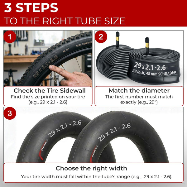 Fincci 29 x 2.1/2.2/2.3/2.35/2.4/2.5/2.6 Inch Bike Inner Tubes – 29 inch Bike Tire Tube with 48mm Presta or Schrader- 29 Bike Tube Butyl Rubber for Mountain & Hybrid & E Bikes – Pack of 2