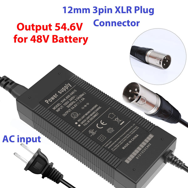 EVAPLUS UL Certified 54.6V Fast Charger with XLR Plug - 13S 48V Lithium Battery Charger for Electric Bikes, Mobility Scooters
