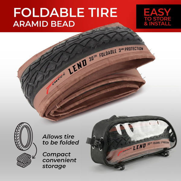 Fincci Pair 26x1.95 Bike Tire - Leno Semi-Slick City 26 inch Bike Tires - 50-559 Black Foldable Mountain Bike Tires for Electric, Road, MTB Bikes