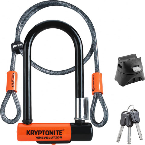 Kryptonite Evolution Mini-7 Bike U-Lock with 4ft Length Security Cable - TRIPPER ELECTRIC BIKES