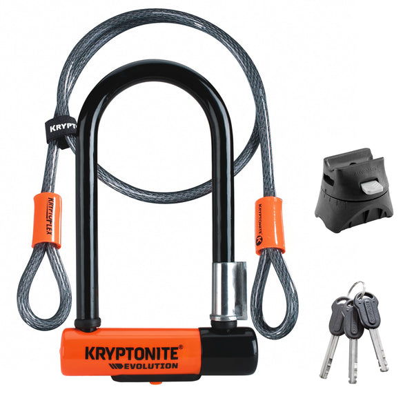 Kryptonite Evolution Mini-7 Bike U-Lock, 13mm Steel Shackle, 4 ft Cable | bike-locks