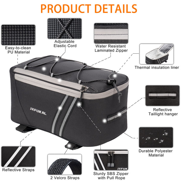 Waterproof Rear Bike Rack Bag with Rain Cover - TRIPPER ELECTRIC BIKES