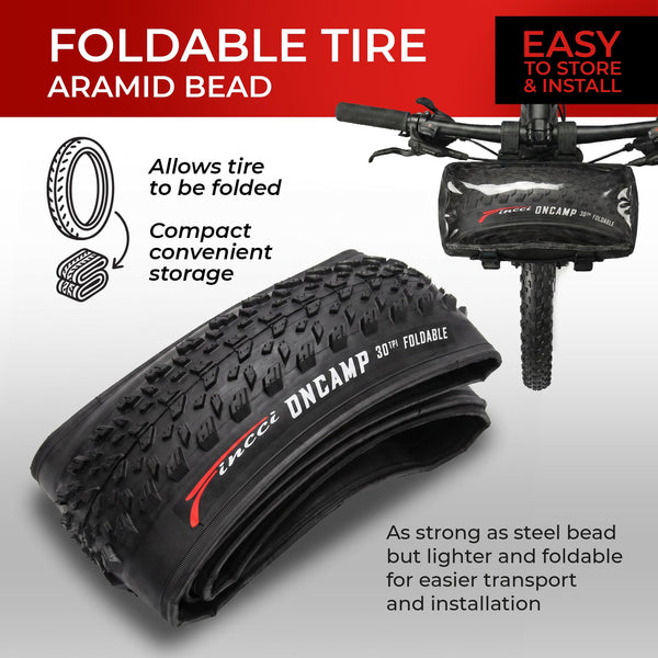 Fincci Durable 27.5 x 2.10 Mountain Bike Tires 54-584 - Kevlar Foldable 27.5 Bike Tire Oncamp for Cycle on MTB, Mud, Dirt, Offroad, XC Bicycle, E-Bikes - Lightweight Tyre 30 TPI