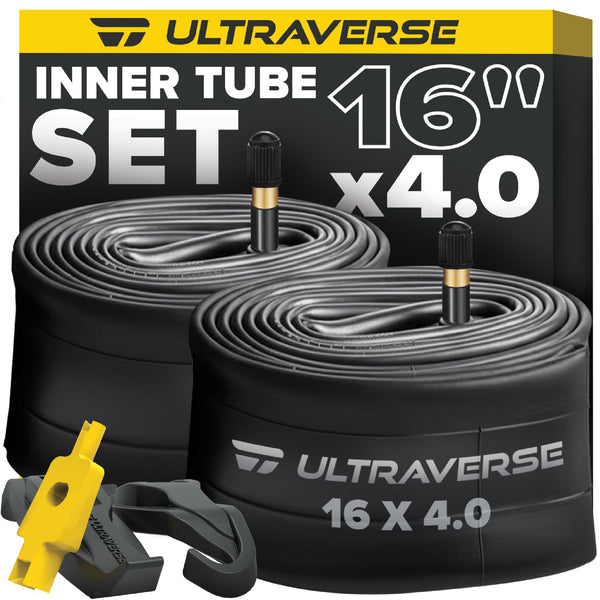 Ultraverse 20x4.0, 24x4.0, 26x4.0, 20x3.0, 26x3.0, 16x3.0, Inner Tube Set with Schrader Valve - Ideal for Mountain Bikes & E-Bikes with Fat Tires - Durable & Reliable 2 Pack with Tire Levers - TRIPPER ELECTRIC BIKES